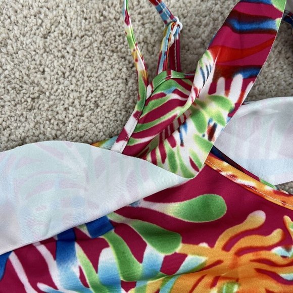 Mayah Kay Fashion Boutique Woman Dress XL Multi Color Sleeveless V Neck Flowy - Picture 15 of 16